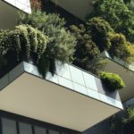 Close up of one of the balconies on Bosco Verticale.