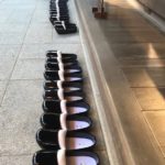 Rows of ceremonial shoes at Meiji shrine.